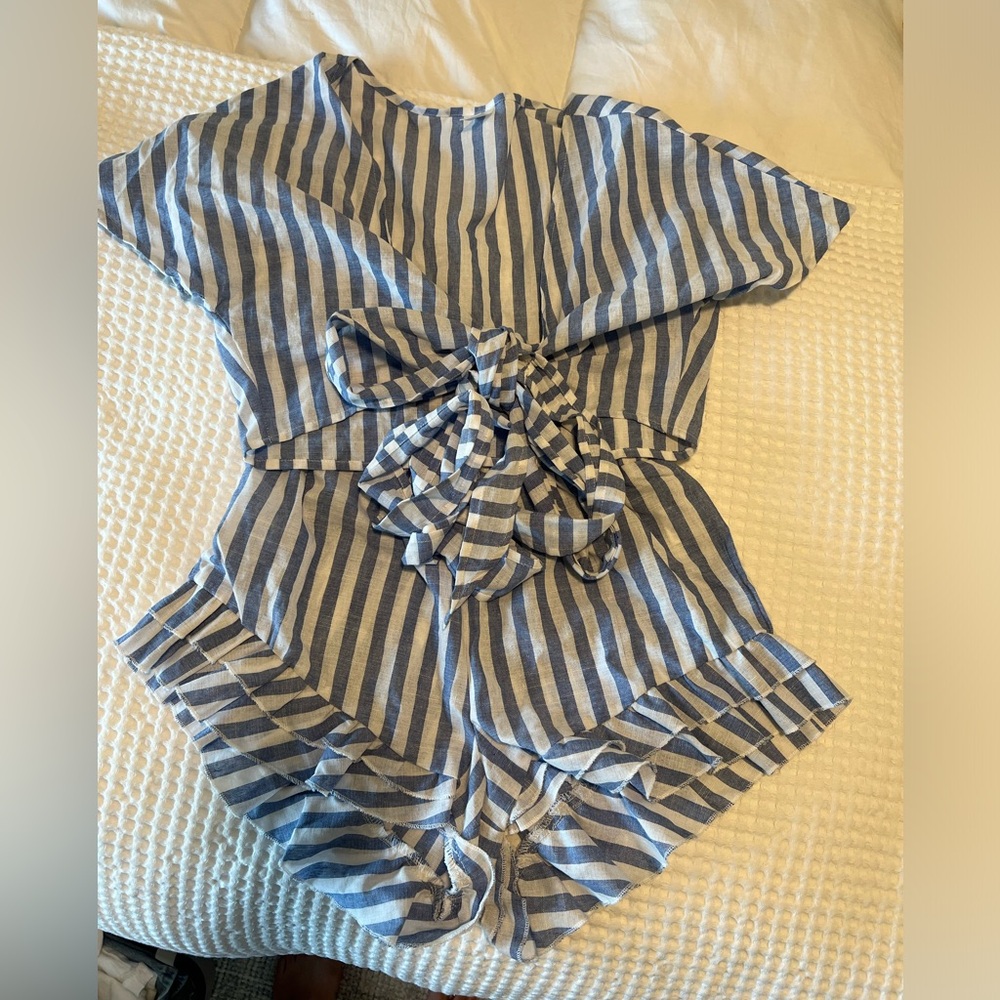 2 pc blue striped set